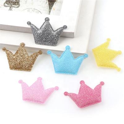 China Viable 50pcs Per Bag Glitter Princess Crown Hair Cloth Patch DIY Accessories for sale