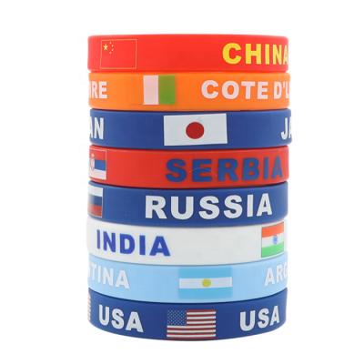 China Custom Printed Souvenir Logo Italy National Flag Silicone Wristband for sale