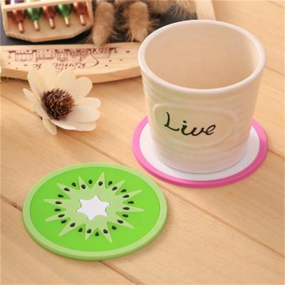 China Viable PVC Fruit Custom Logo Bar Silicone Glass Coaster for sale