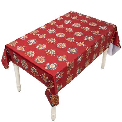 China Waterproof PVC Tablecloth Red Check Tablecloth Rainbow Orange Gold With Fabric Printing Tablecloth Roll for sale