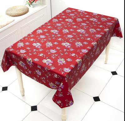 China Waterproof PVC Printing Red Gold Table Cloth Christmas Cover Table Cloth With Cloth Backing Roll for sale