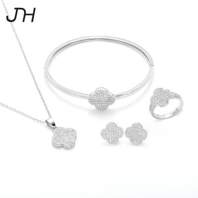 China Fashionable Luxury JH Ring And Bangle Jewelry Ladies Simple Style Earring Necklace Jewelry Sets Silver Plated Jewelry Set For Women for sale