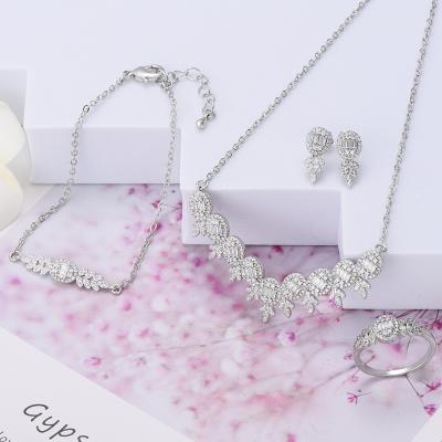 China Fashion TRENDY Modern Design JH Ring Necklace Bracelet Earrings Jewelery Silver Plated Jewelry Set Original Zircon 5A+ Jewelry Set for sale