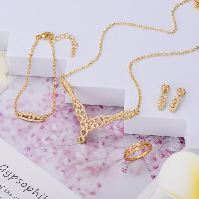 China JH TRENDY Women's Geometric Shape Party Jewelry Set Dubai 18K Gold Plated Jewelry Set 5A+ Full Zircon Jewelry Set for sale