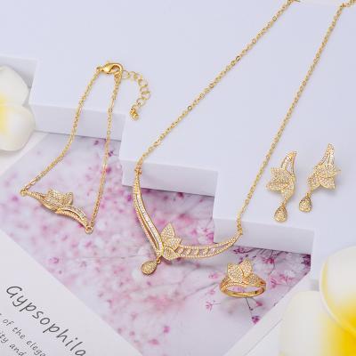 China JH TRENDY Indian Brass Necklace Jewelry Sets Bridal Wedding Brass Jewelry Set 18K Gold Plated Jewelry Set For Women for sale