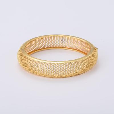 China JH TRENDY Simple Hollow Style India Brass Bangles Luxury Wedding Bangles For Women Trendy Gold Filled Bangle for sale