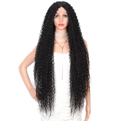 China Deep Curly Lace Front Wigs 13x4 Lace Frontal Color Women Lace Closure Deep Cherry Synthetic Hair Lace Wigs for sale