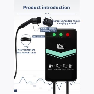 China YYC factory price wallbox 7kw 32A AC Eu Type2 fast charging station plug electric car portable charger OB201 for sale