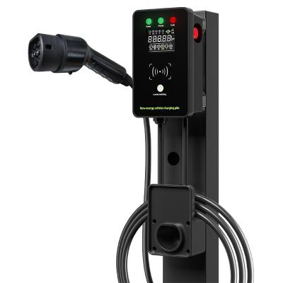 China YYC OEM ODM EuType2 AC Charging Station Swipe Board To Start 8A 12A 16A 24A 32A 15m 7kw EV Adjustable Car Charger Station OB202 for sale