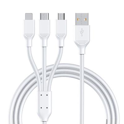 China OD3.5 2A White PVC Round Fast Charging 3 In 1 Cable 1.2M ISO Smart Phones Used For Android for sale