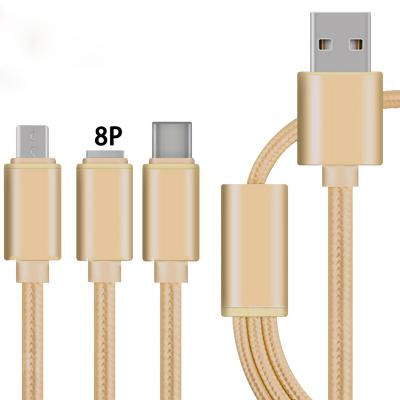 China High Quality Fast Charging OD4.0 OD 4.0 3 In 1 Micro USB Type-C Data Sync Charger Cable For Mobile Phone for sale