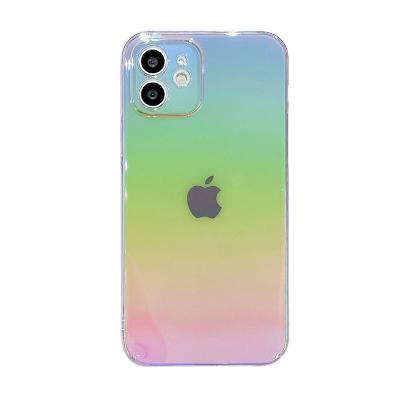 China Shockproof Clear Gradient TPU Cell Phone Case Rainbow Gradient Laser Phone Case For iPhone 13 Pro Max for sale