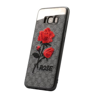 China Rose Flower Embroidery Phone Case For Samsung S8 Case Rose Flower PC Mobile Phone Cover for sale