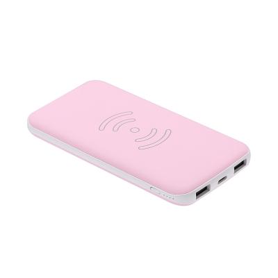 China ABS 2A Output 8000mAh Power Bank 5W Wireless Charger Slim Dual USB Charger Battery for sale