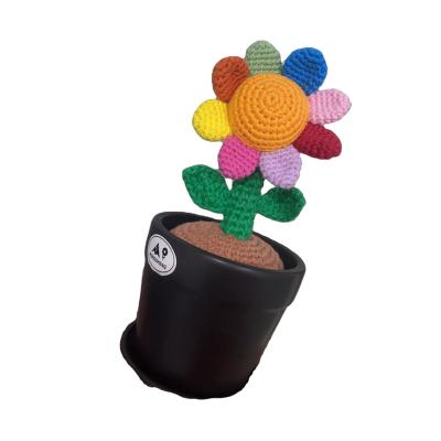 China 2022 New Decoration China Wholesale Knitted/Factory Potted Amigurumi Handmade Crocheted Simulation Sunflower for sale