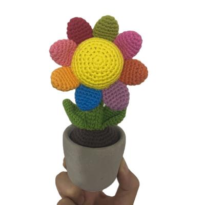 China 2022 New Wholesale Custom Amigurumi Decoration Knits Potted Simulation Sunflower Knitting Factory for sale