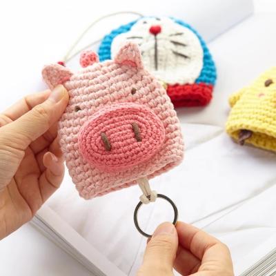 China INS Practical Style Super Cute Animal Cartoon Mini Key Pendant Storage Bag Handwoven Knitted for sale