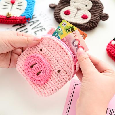 China Amigurumi Dresser Knit MINI Animal Cartoon Zip Card Bag Handmade Crochet Knitted Coin Purse for sale