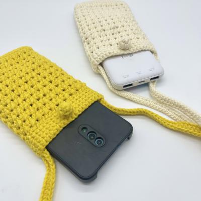 China Anti-fall Summer Simplicity One-Shoulder Cotton Handmade Yarn Knitted Cell Phone Bag for sale