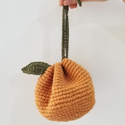 China Handy Ugly Orange Fruit Shape Beautiful Messenger Bag Wholesale Handmade Crochet Bag Woven Storage Knitted Bag for sale