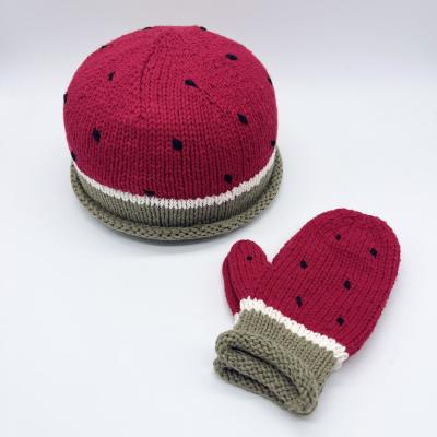 China COMMON Red Handmade Crochet Hat Watermelon Cozy Winter Thickened Warm Knitted Cold-proof Beanie Hat for sale