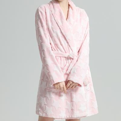 China RTS QUICK DRY Floral Print Printed Pattern Thick Fleece Fleece Simple Women's Sleepwear Lounge Wear Nightgown for sale