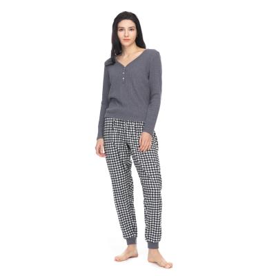 China RTS QUICK DRY Casual Home Wear Long Sleeve Women Pajamas Sleepwear Two Piece Set for sale