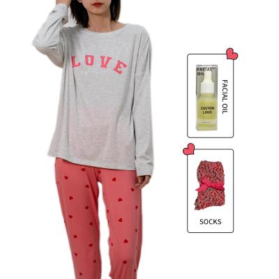 China Wholesale Women Home Printed Gift QUICK DRY Valentine Wear Polyester Cotton Pajamas for sale