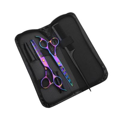 China Thinning Scissors Colored Hair Scissors Set 4 Pieces Set Stainless Steel Hair Cutting Scissors Hair for sale