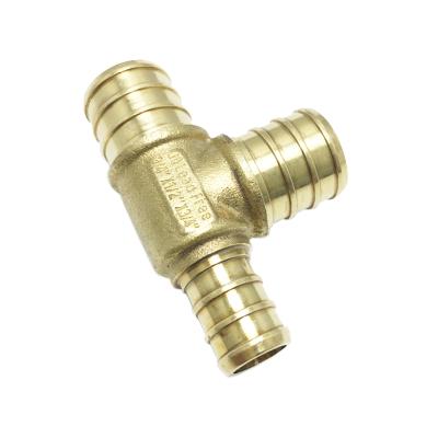 China Quick Plumbing Brass Fittings Sharkbite Fittings Pipe Lead Brass Compression Tee Pex Brass Material for sale