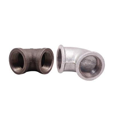 China Suitable for pipe lines water connect galvanized black malleable iron pipe fitting cast iron gi elbow 90 degree bend with female threads for sale