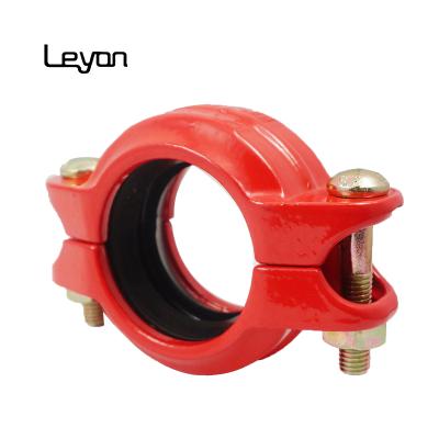 China Suitable For Hose Lines Connect Water Fire Hydrant Hose Fittings Malleable Iron Heavy Duty Rigid Grooved Fittings Pipe Coupling for sale