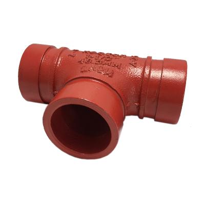 China Suitable For Pipe Lines Connect Liner Grooved Straight Grooved Pipe Fittings Pipe Tee Water Fitting Pipe Tee For Fire Fighting for sale