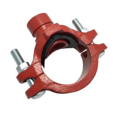 China Suitable for pipe lines water connect ductile iron fittings threaded tee outlet U-bolted mechanical pipe fittings for protection for sale