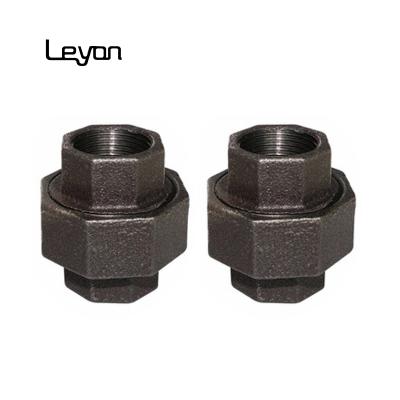 China Black Beaded Malleable Iron Water Pipe Fittings With Malleable Rib Union For Gas And Home Decoration for sale