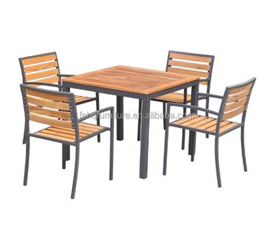 China EUROPEAN Modern Outdoor Plastic Furniture Outdoor Table and Chair Set Luxury Patio Aluminum Patio Garden Set Outdoor Wood Furniture Set for sale