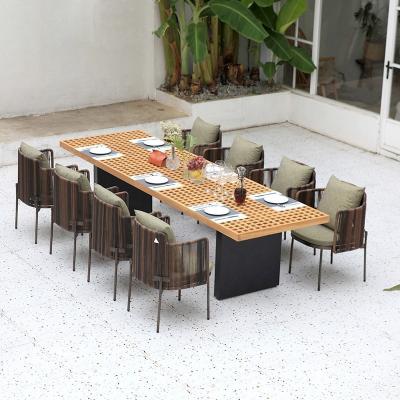 China Wholesale Modern Restaurant Outdoor Waterproof Wooden Patio Teak Furniture Garden Patio Outdoor Dining Table for sale