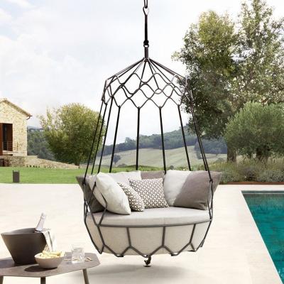 China Contemporary Hotel Furniture Luxury Outdoor Garden Patio Swings Aluminum Hanging Leisure Metal Swing Chair Balcony Pookside Swing Chair for sale