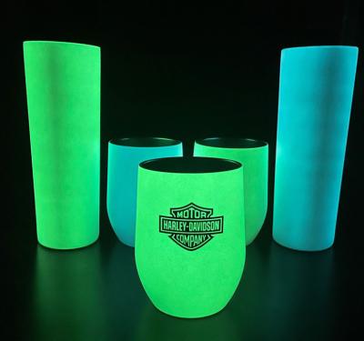 China Homefish OEM Viable Fluorescent Glow In The Dark Tumbler Stainless Steel Sublimation Blanks Tumbler Straight With Lid And Lean Straw for sale