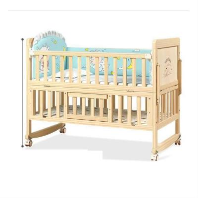 China Furniture Bed Guard Rail Baby Hutch Solid Wood Wooden Baby Crib for sale