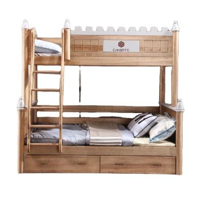 China Twin bunk bed kids bedroom above indoor double bunk bed with stairs for kids solid wood for sale for sale