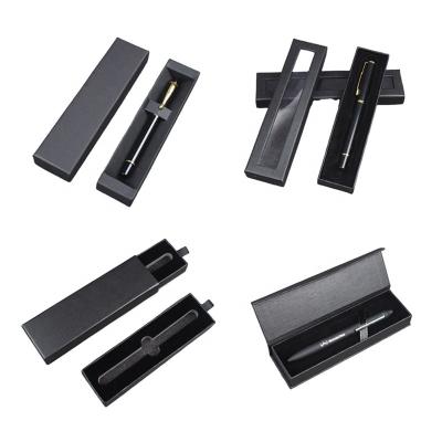 China Handmade Custom Logo Black Magnetic Single Pen Packaging Box for sale