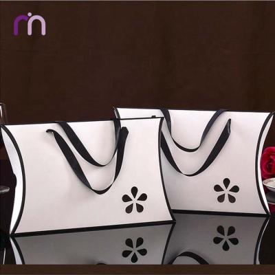 China Disposable Custom Logo White And Black Hair Extension Wig Paper Packaging Pillow Box For Scarf for sale