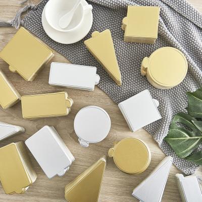 China Recyclable Wholesale Gold and Silver Square/Round/Rectangle/Triangle Mini Mousse Base Dessert Cake Board for sale