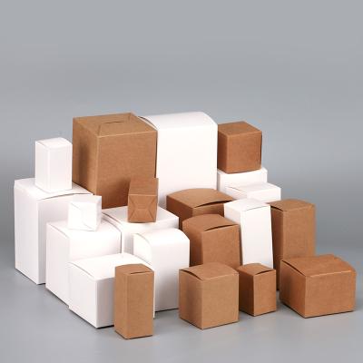 China Plain Square Stock Ready Recyclable White Kraft Paper Tuck Top Cardboard Paper Box With Printed Logo for sale