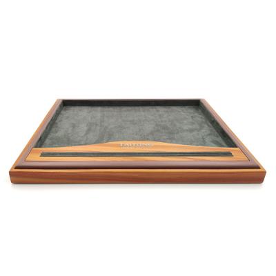 China Wooden Display Tray Wholesale Special Aluminum Brown Jewelry Display Tray for sale