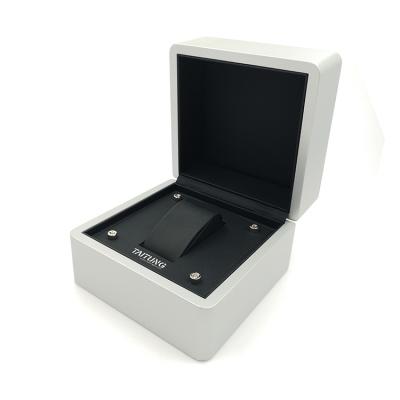 China Latest Watch Box Design New Product Plywood Silver Space Square Watch Box for sale