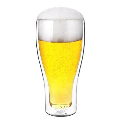 China 17oz Cnglass Handmade Double Wall Cold Insulated Beer Can Shaped Glass Pilsner Beer Glass Cup for Juice for sale