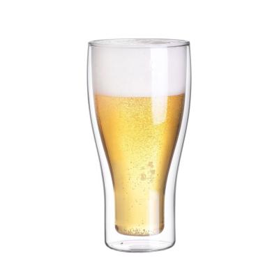 China 17oz Double Wall Borosilicate Thermal Insulated Wine Glass Cup Production Beer Glasses for sale