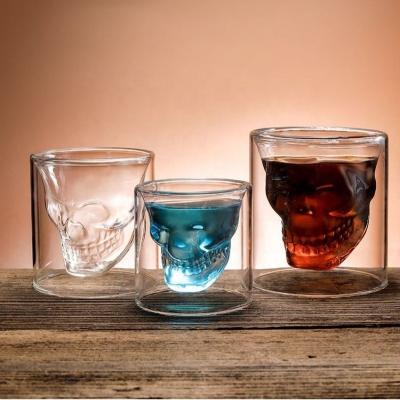 China Handmade Mouth Blown Shot Glass Cup with 80ML Capacity and Double Wall Design for sale